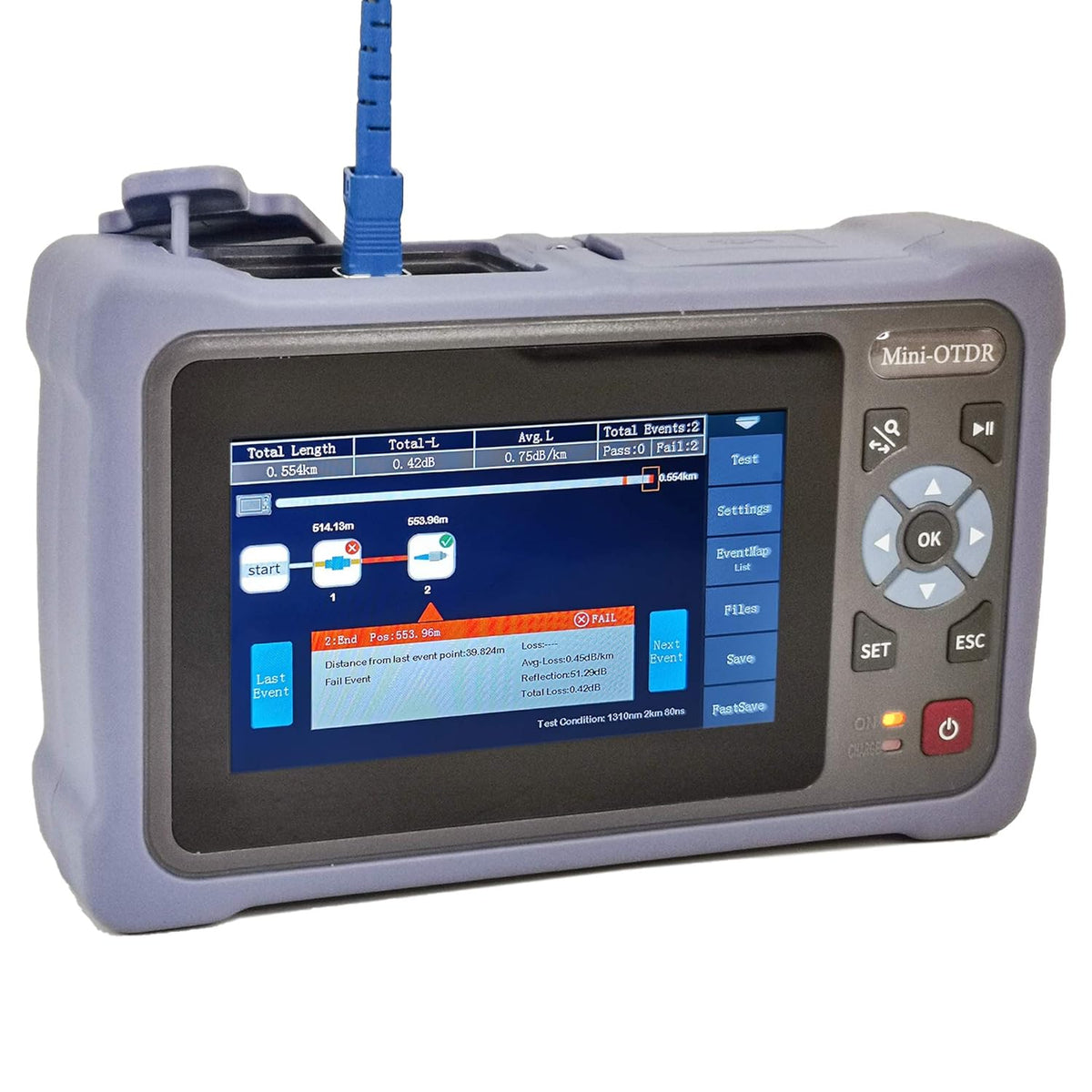 Single Mode OTDR 1310/1550nm 26/24dB Touch Screen Optical Network Tester D3475