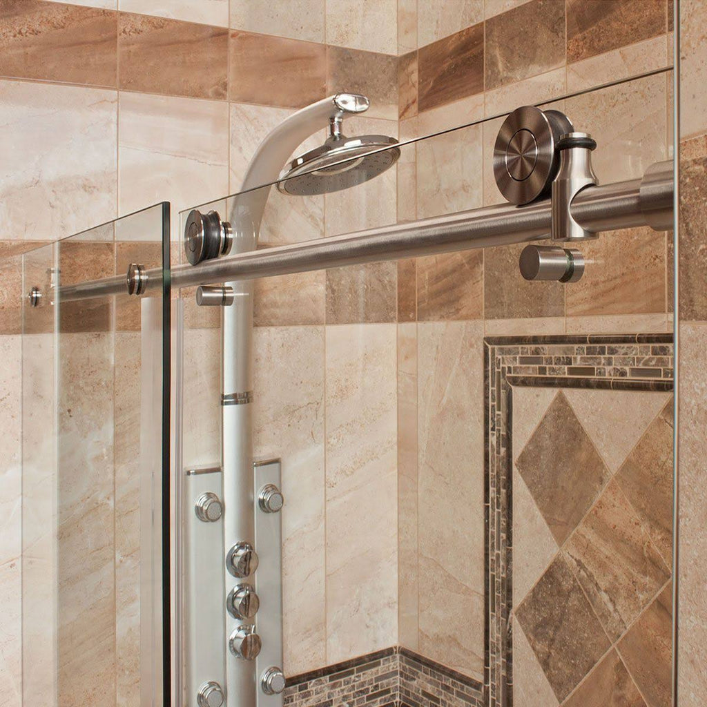 Chrome 56-60W x 76H Sliding Shower Door with Stationary Panel C880465