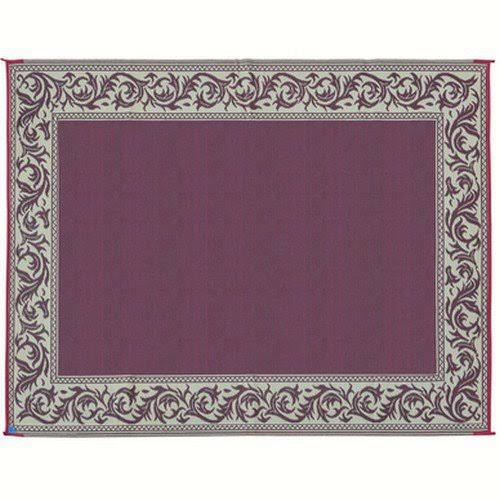 9x12 Patio Mat Burgundy Beige Q555