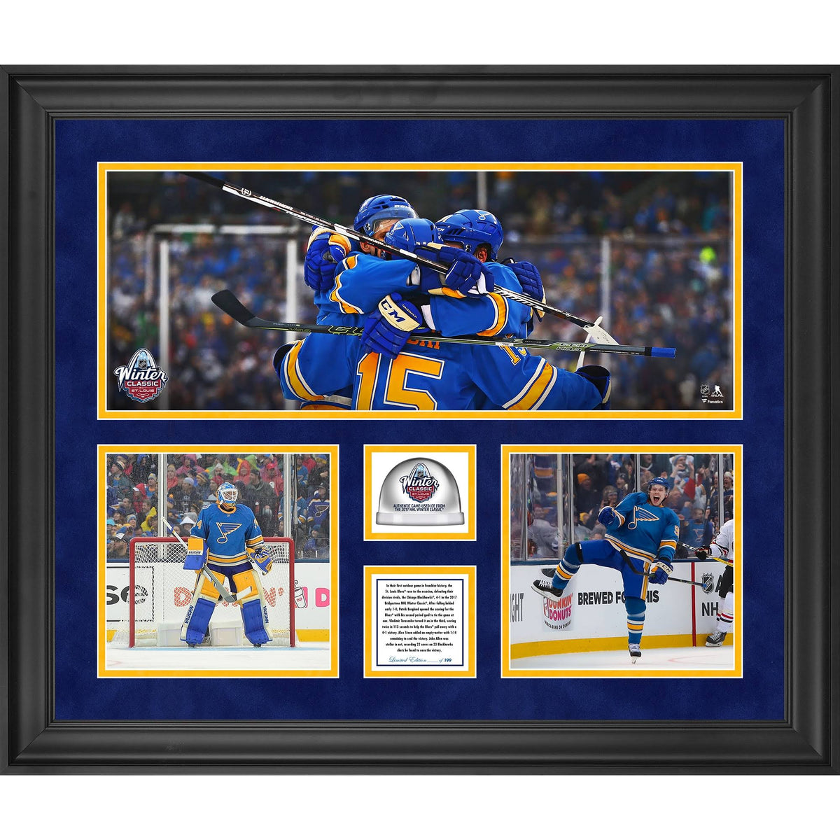 St. Louis Blues Framed 3-Photograph Collage with Game-Used Ice T885844