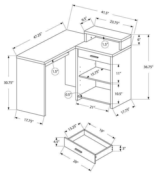 Cappuccino Corner Computer Desk with Storage Z207591