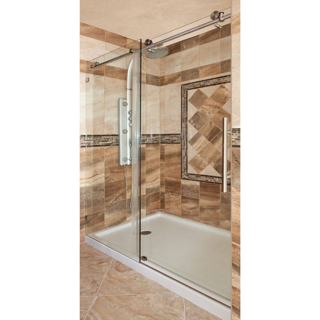 Chrome 56-60W x 76H Sliding Shower Door with Stationary Panel C880465