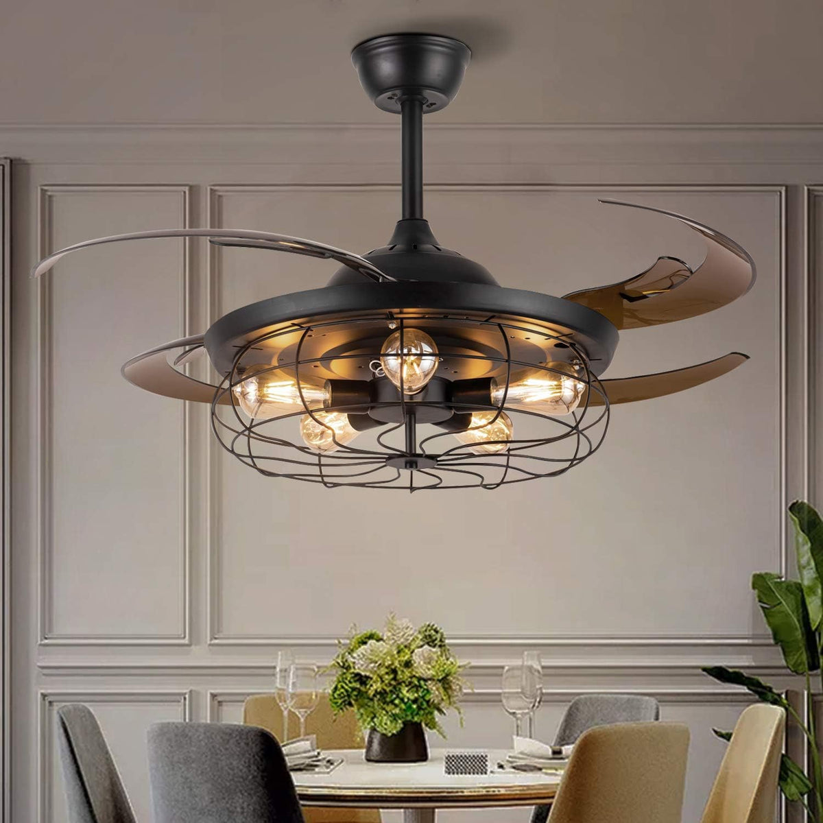 Black Reverse Ceiling Fan with Remote B947933