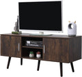 Mid-Century TV Stand with 2 Storage Cabinet and Open Shelf K56468