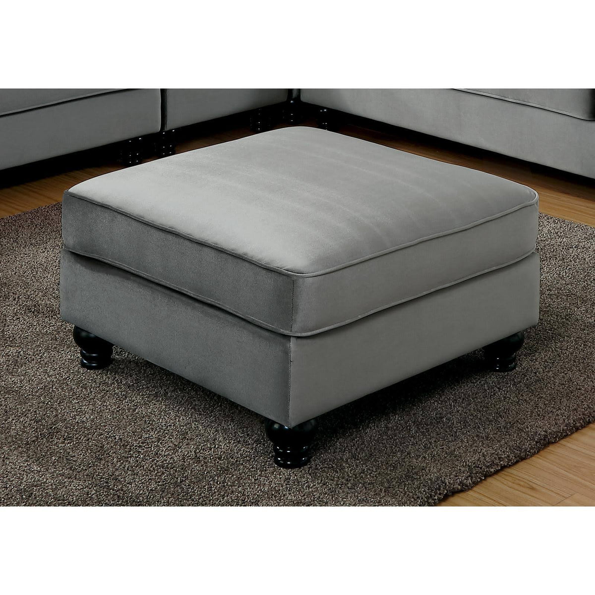Gray Flannelette Fabric Ottoman O297
