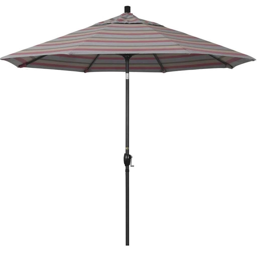 9 ft. Stone Black Aluminum Tilt Crank Lift Patio Umbrella X303441