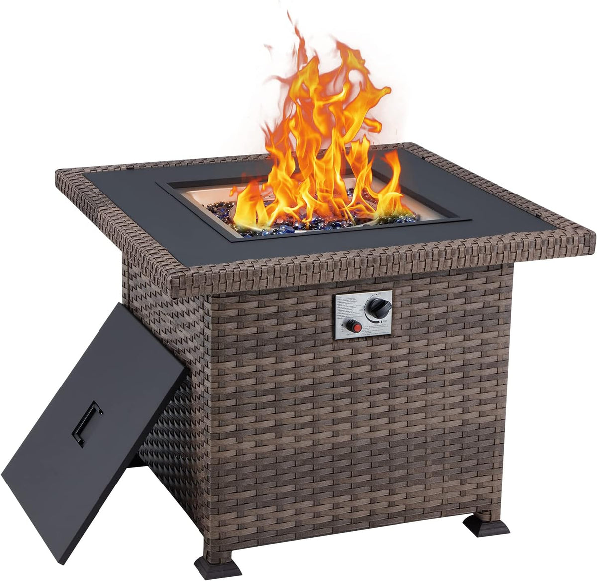 Propane Fire Pit Table 32in 50,000BTU Smokeless with Cover Brown Q580