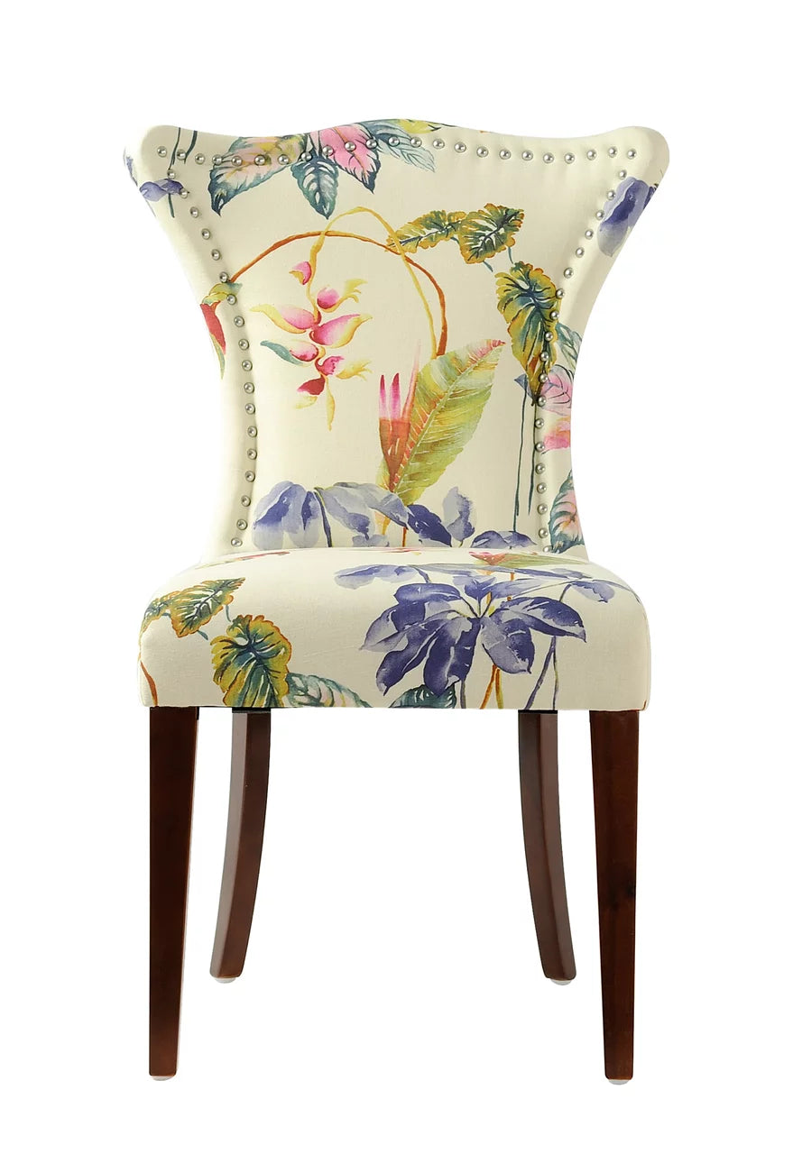 Off White Floral Fabric Accent Chair N45879
