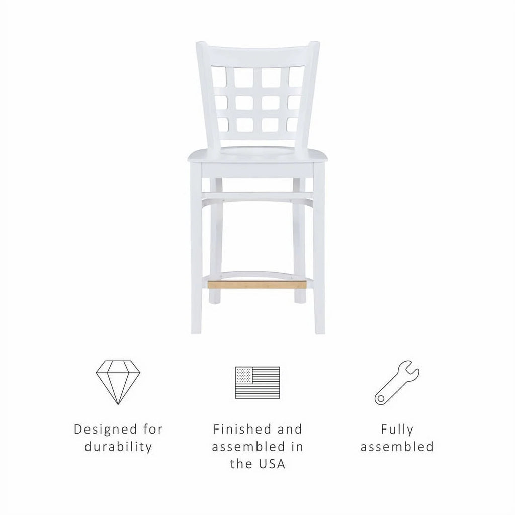 White Beech Wood Set of Two Counter Stools P732