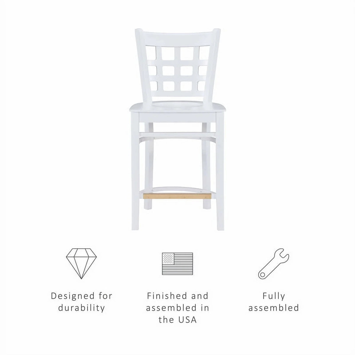 White Beech Wood Set of Two Counter Stools P732