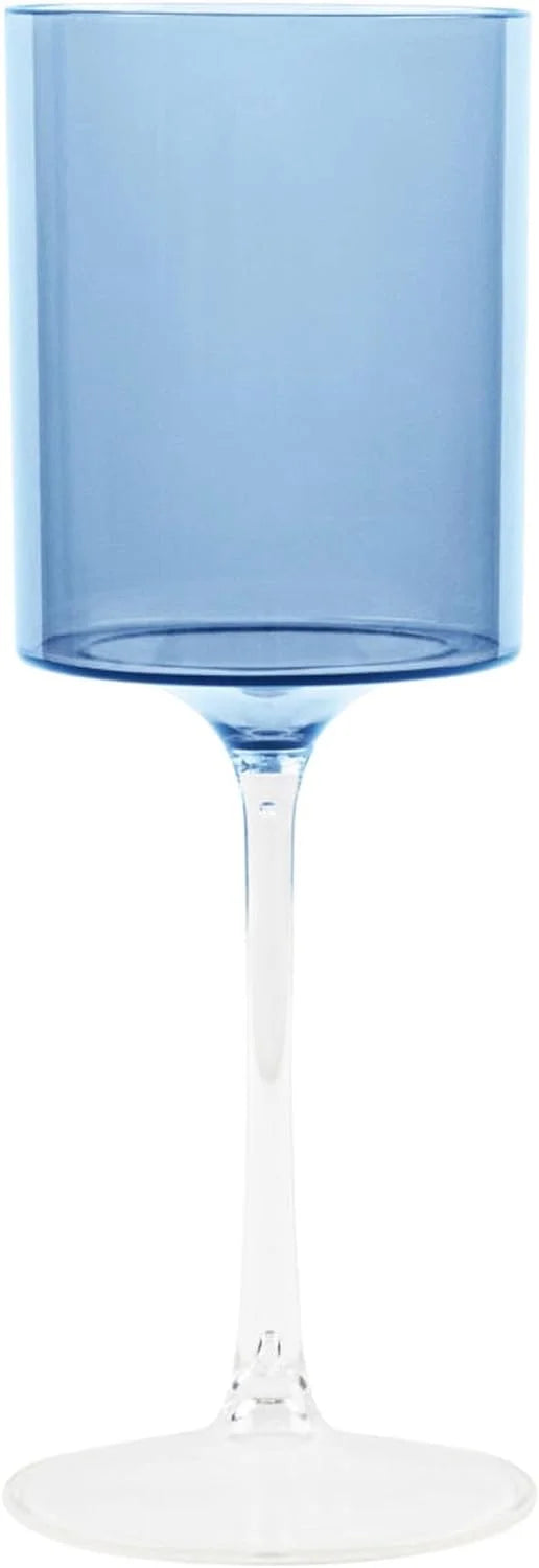 Blue 9 oz Plastic Wine Glasses V5042