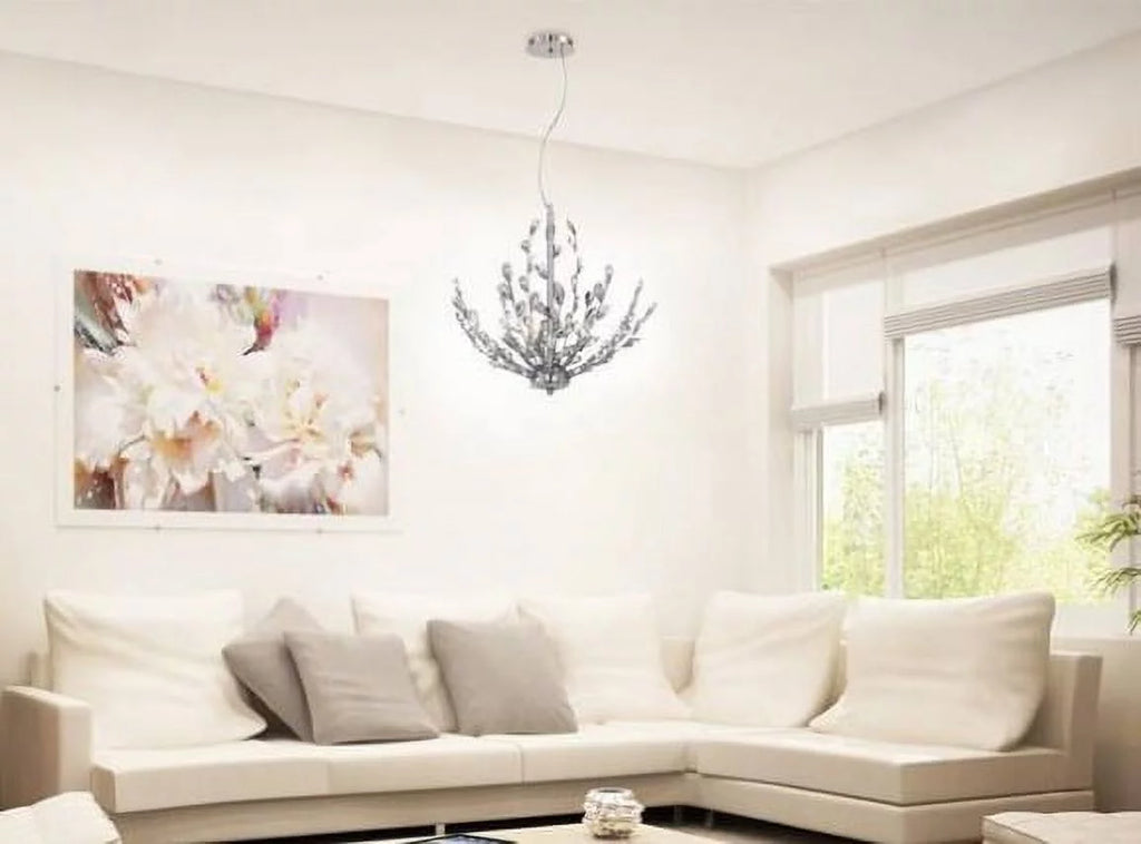 5-Light Pendant Chrome Finish Crystal Clear Accents Bulbs Included X21008