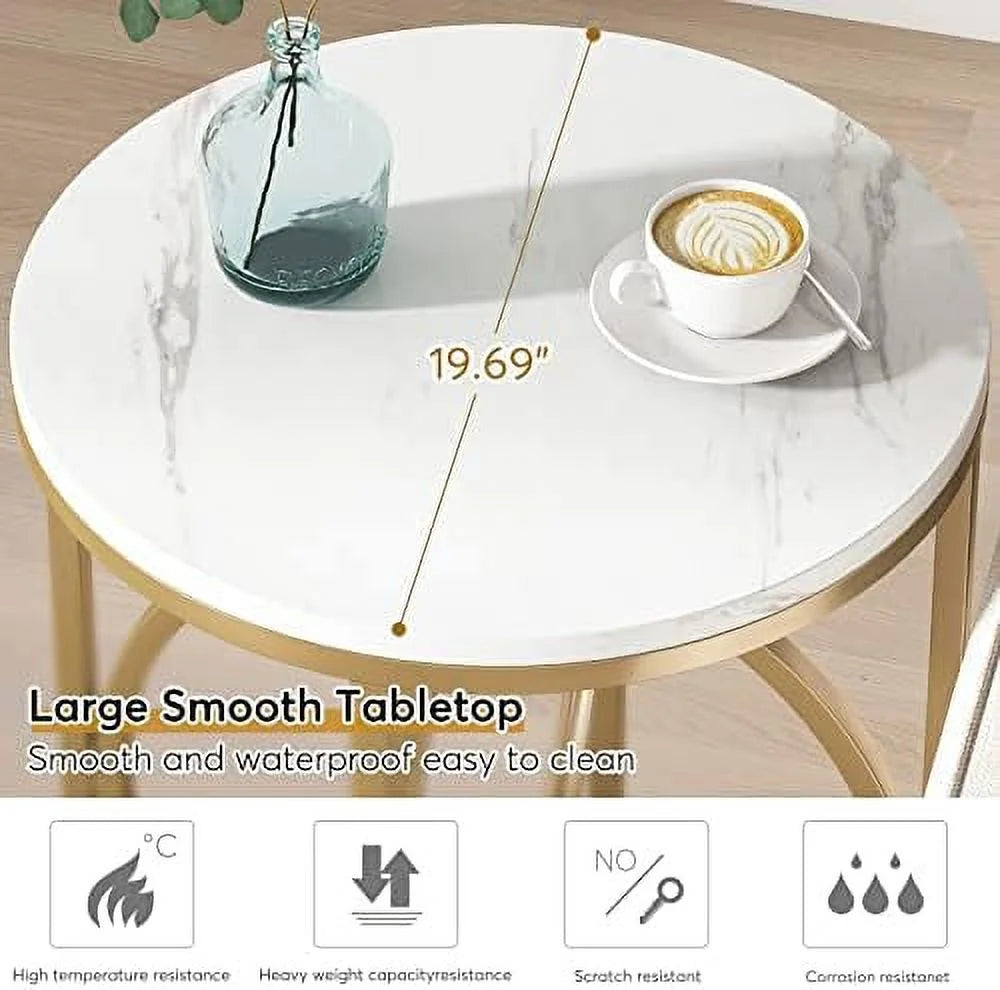 Modern Round End Table with Wood Top and Black O-Shaped Base Z1459