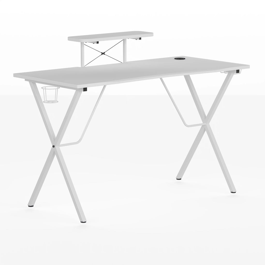 White Gaming Desk with Cup Holder K535684