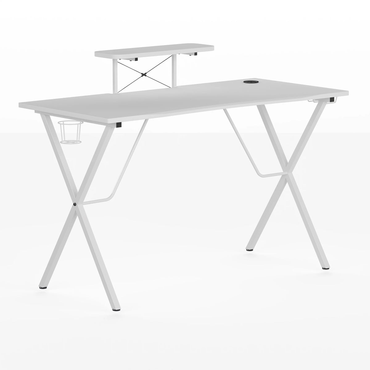 White Gaming Desk with Cup Holder K535684