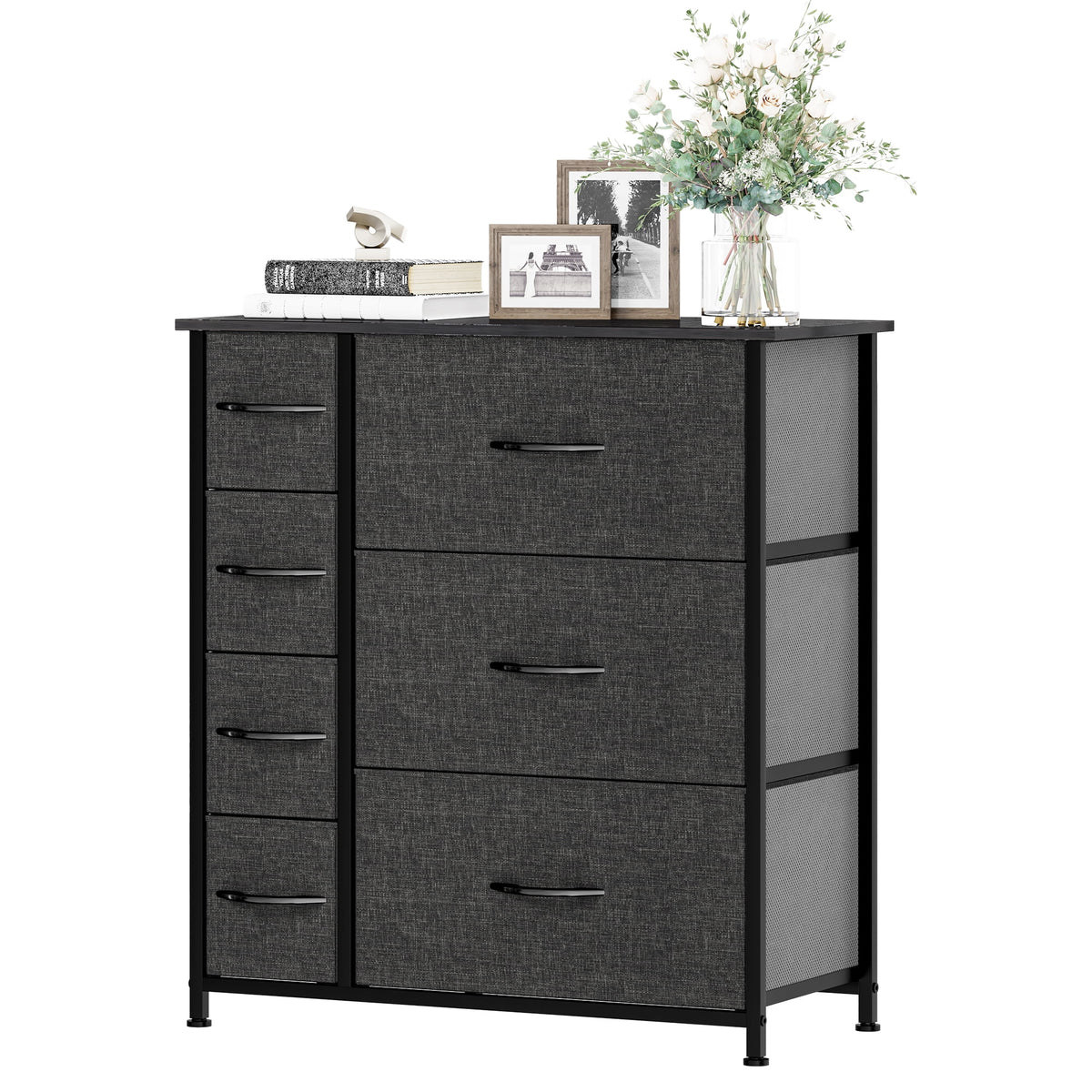 Gray Metal Fabric Wood Drawer Chests G9343