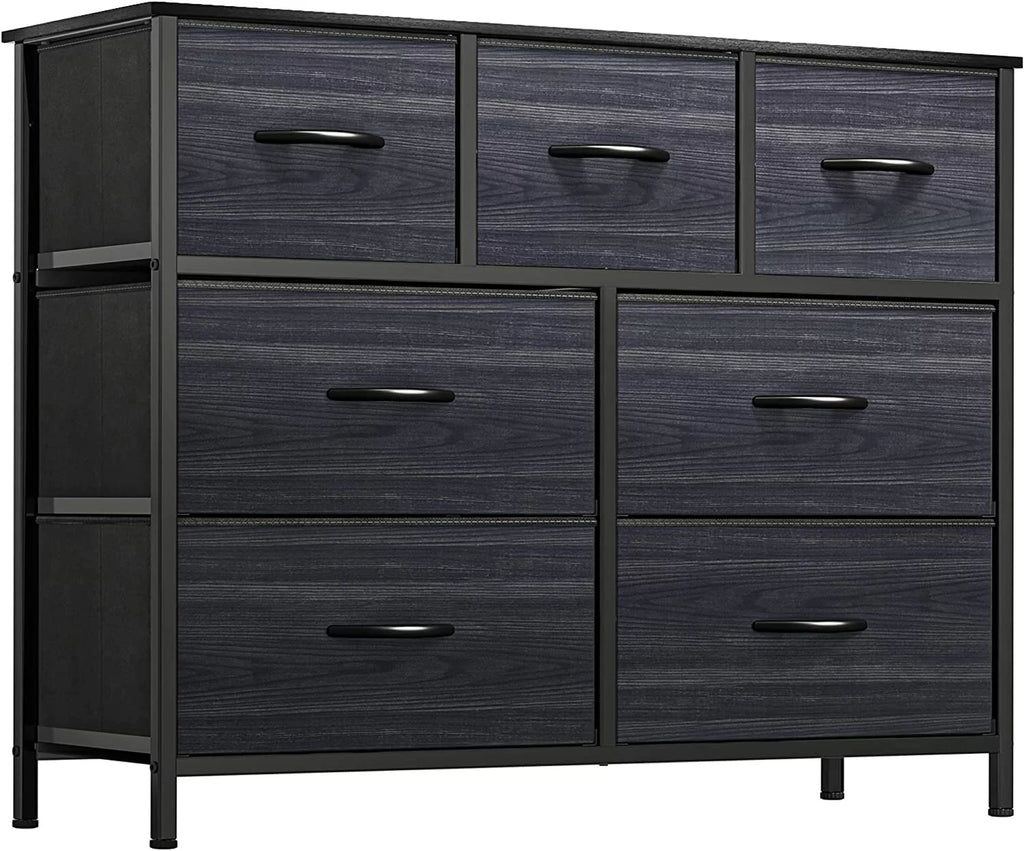 7 Drawer Fabric Dresser with Wooden Top Q8168