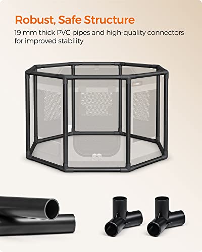 Oxford Fabric Dog Playpen, L, 44.1 x 44.1 x 24.4 Inches, PVC Pipe Frame, Breathable Mesh, Double Openings, Dove Gray and Slate Gray Q5317