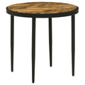 Round Metal Side Table in Natural Mango and Black E865