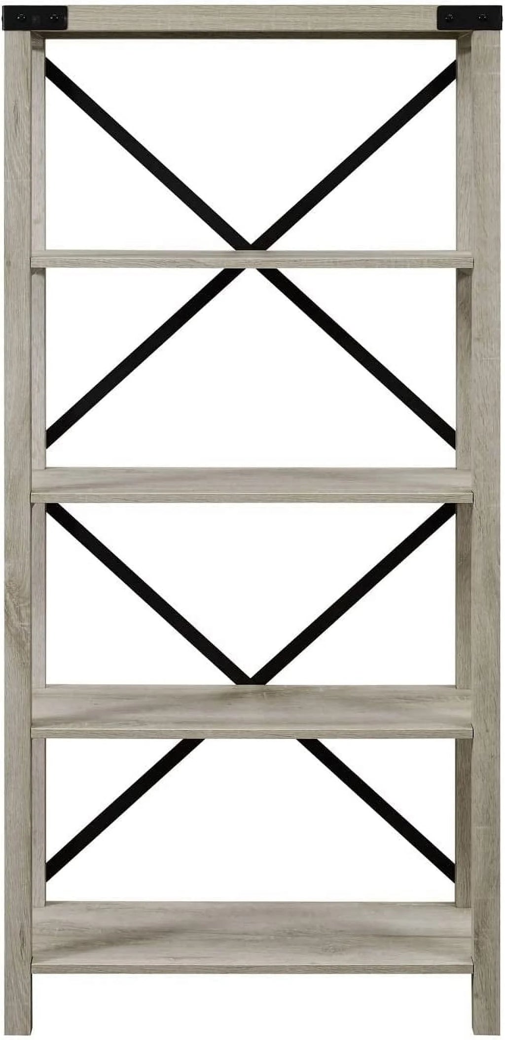 64 Inch Sable Grey Metal X-Back Bookshelf V2458