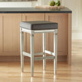 Wood Bar Stool Gray Faux Leather Footrest T83507