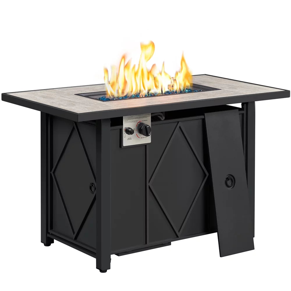 43″ Metal Fire Table with Ceramic Top & Cover O27813