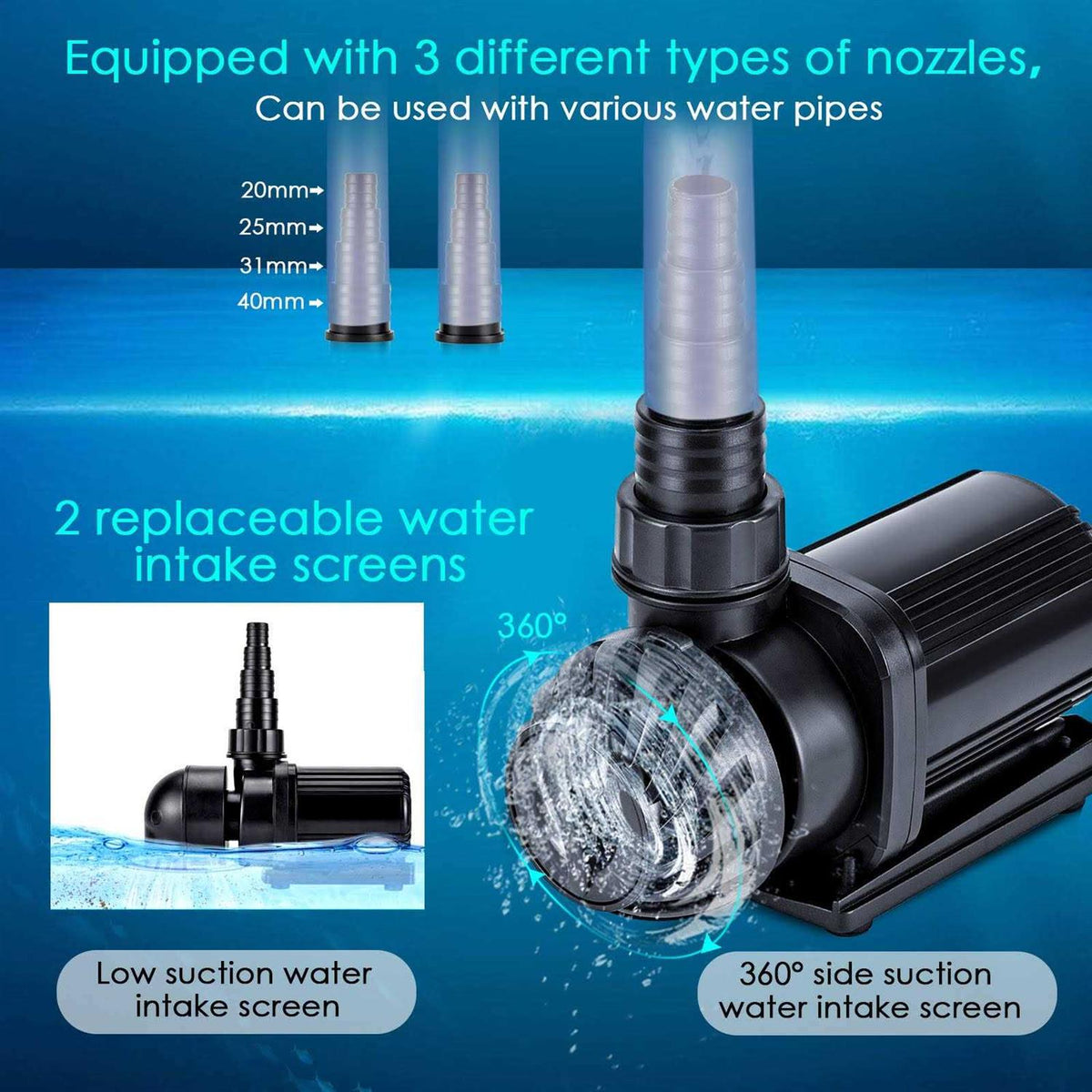 800-3200GPH Controllable Submersible or External Water Pump Z9871