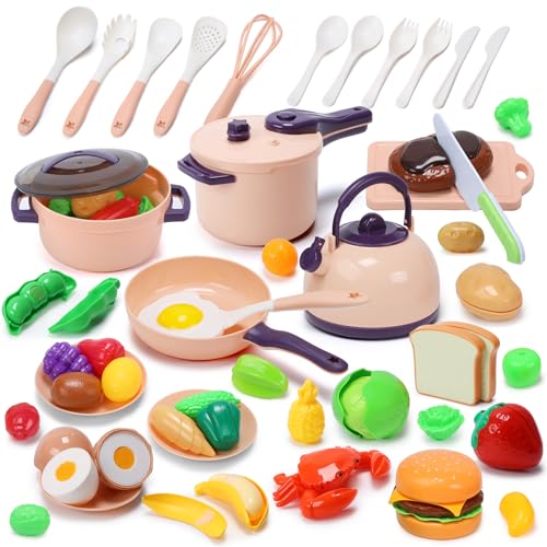 51 Pc Mini Play Kitchen Accessories Playset with Pots Pans Utensils I83562