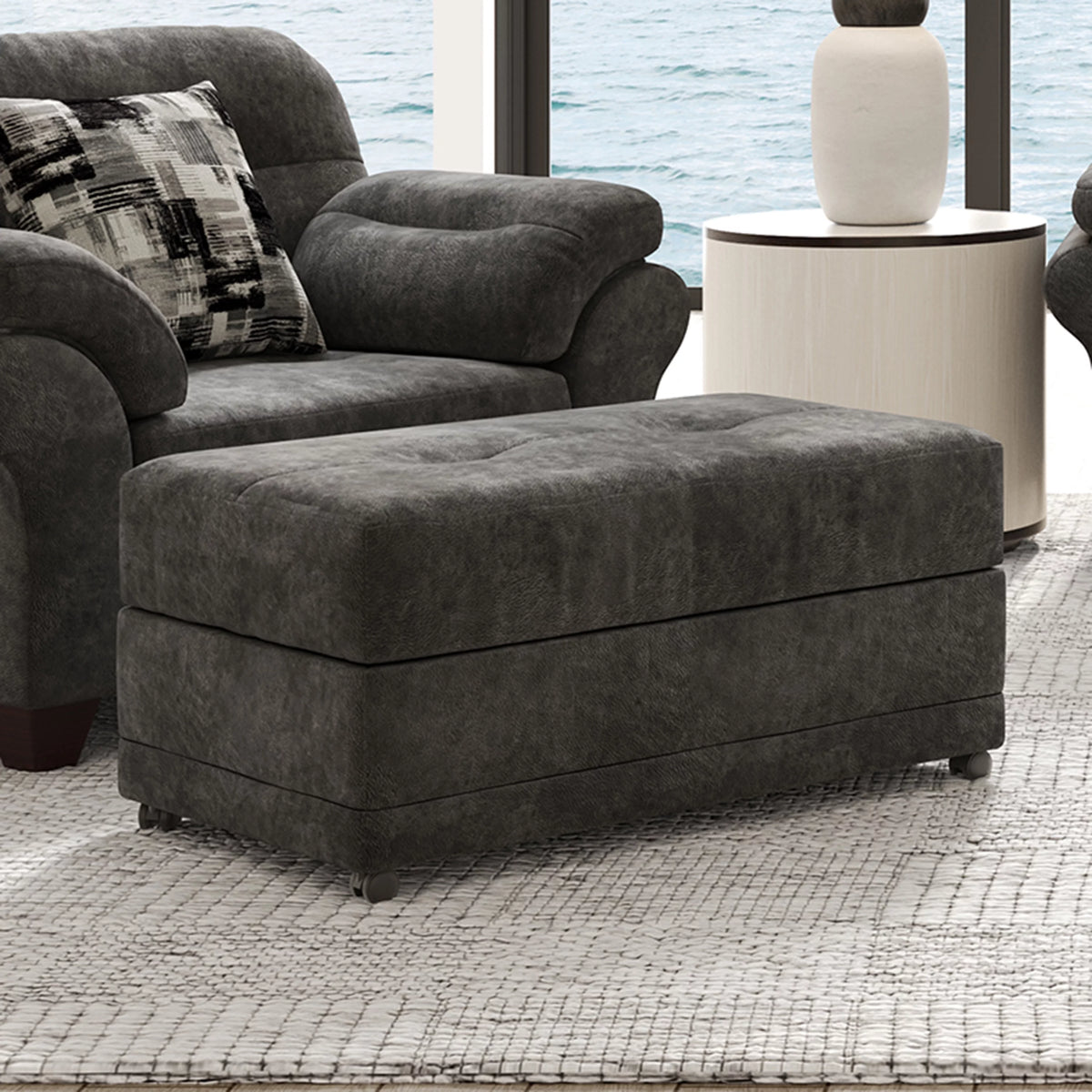 Fabric Storage Ottoman with Casters P87468