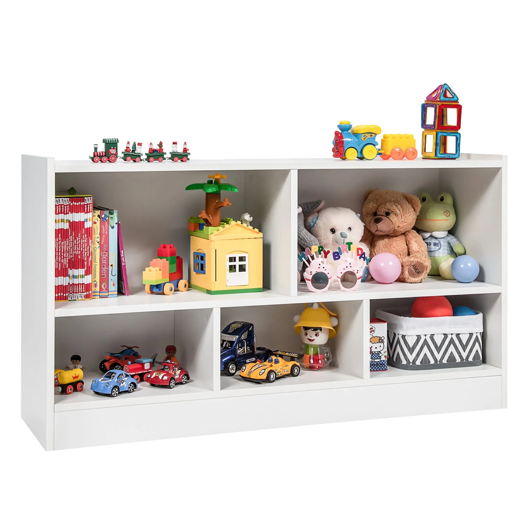 White 5-Cube Wood Bookcase H95468