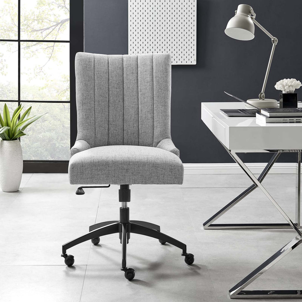 Black Light Gray Tufted Fabric Office Chair F677