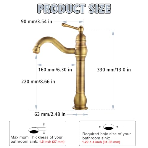 Single Hole Antique Brass Bathroom Vessel Sink Faucet K59260