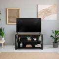 Solid Wood Console Table with Shelves, 52" W, Black and Antique Cherry S7351