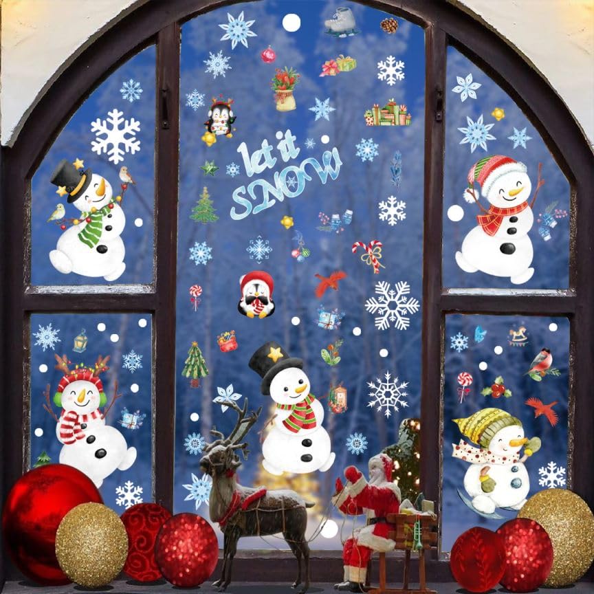 Glitter Blue Snowflake Window Clings Q836199