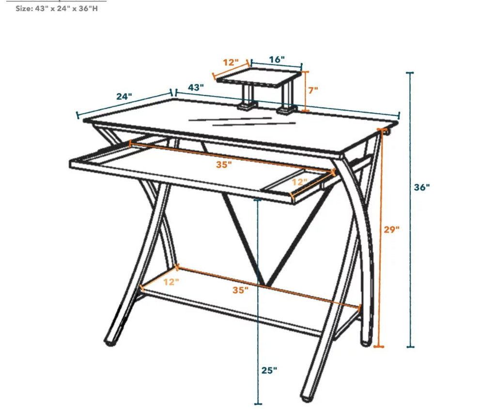 Black Glass Computer Desk W34173