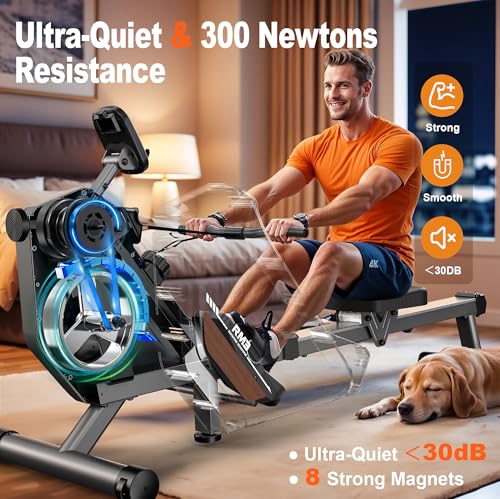 Quiet Magnetic Rowing Machine with Bluetooth and 360lb Weight Capacity Q1780