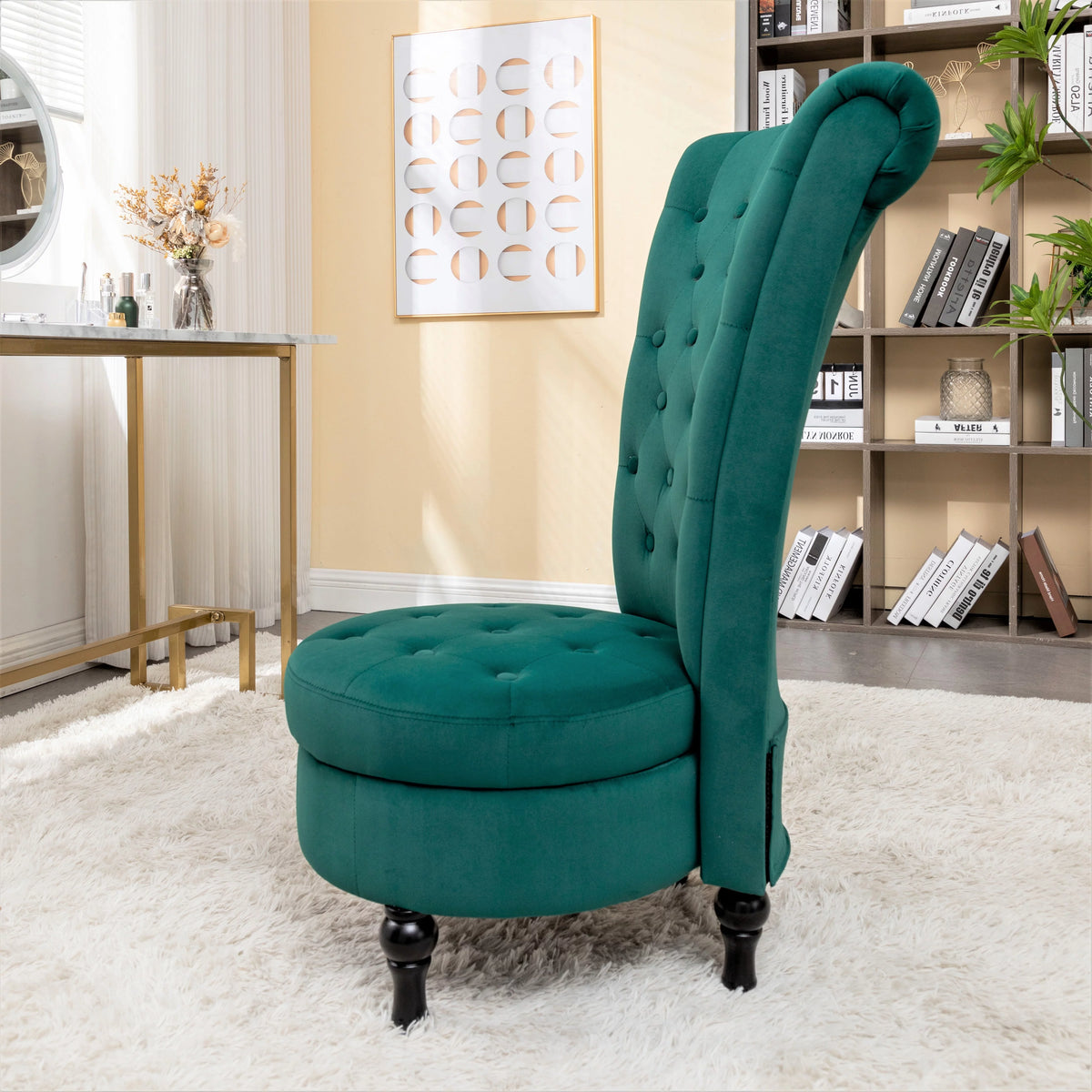 Green Velvet High Back Vanity Chair N633