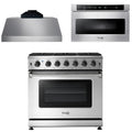 36 Inch Gas Range, Range Hood, Microwave N7348