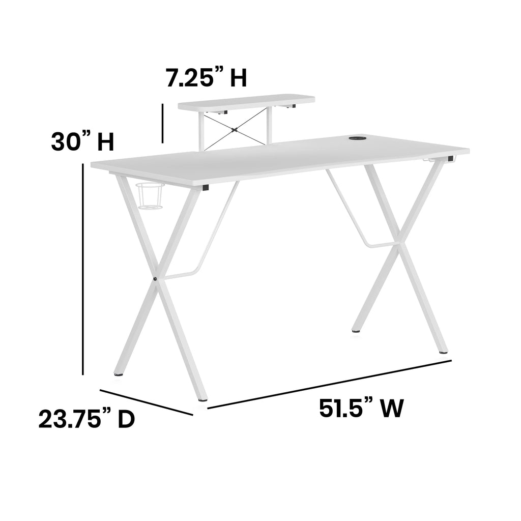 White Gaming Desk with Cup Holder K535684