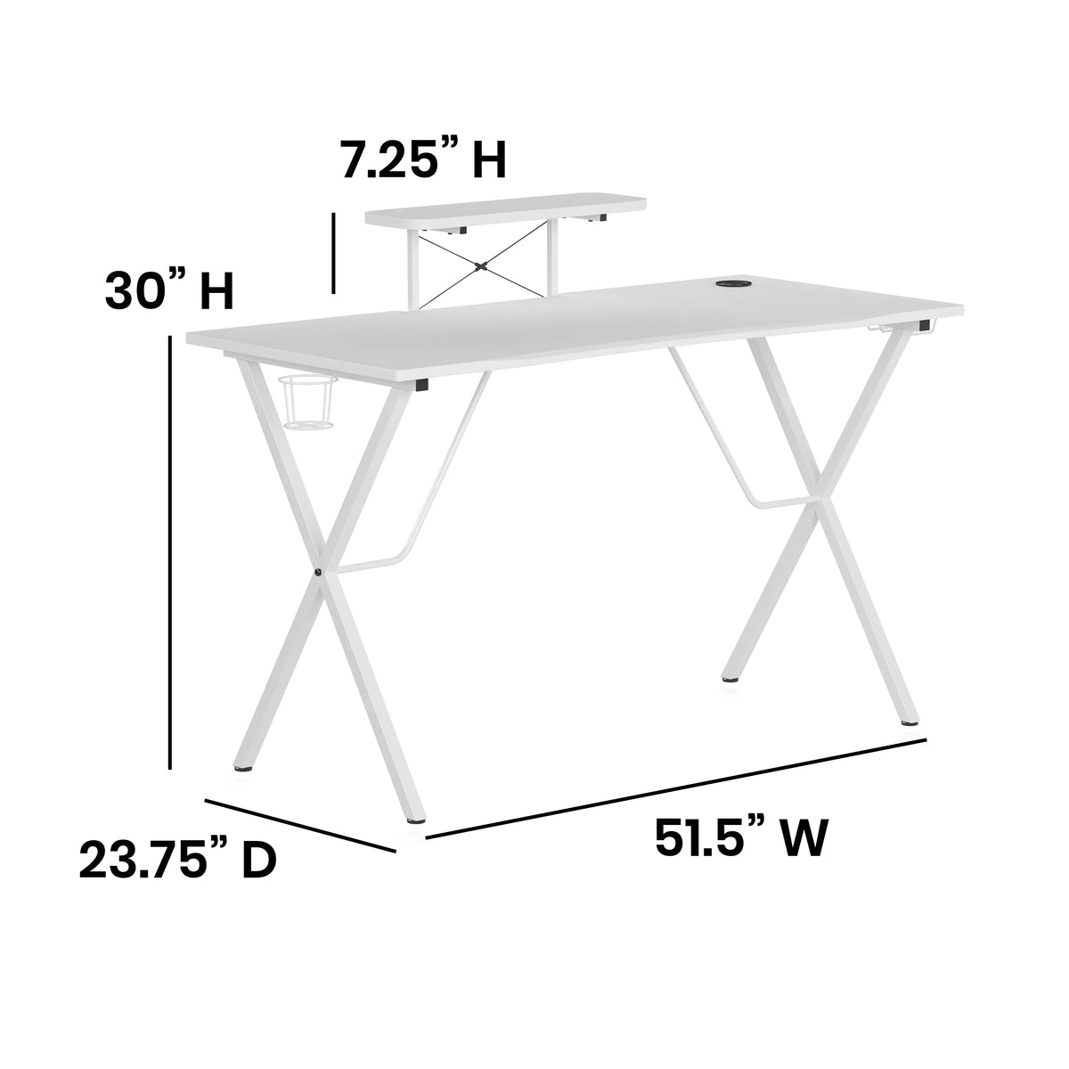White Gaming Desk with Cup Holder K535684