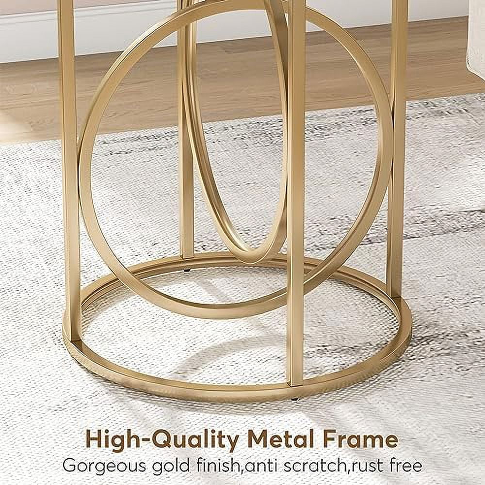 Modern Round End Table with Wood Top and Black O-Shaped Base Z1459