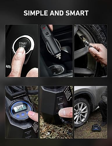 Portable Air Compressor Tire Inflator 12V DC with Digital Pressure Gauge E89961