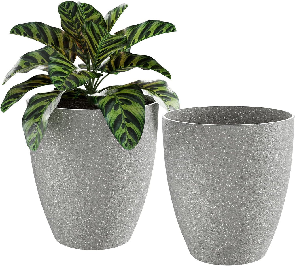 10 Inch Plant Pots Set of 2 with Drainage Hole Y820683
