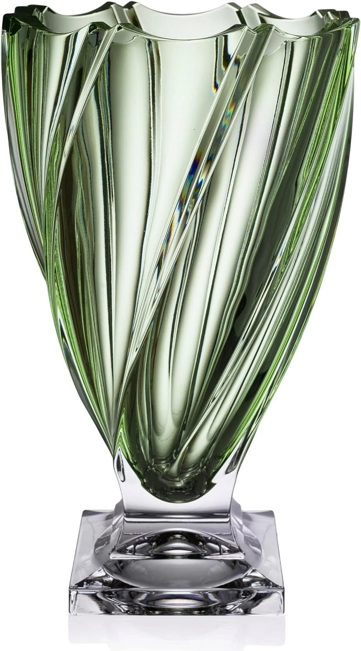 Crystal Glass Vase 13'' Green Y456