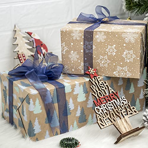 Christmas Kraft Wrapping Paper 4 Rolls M758