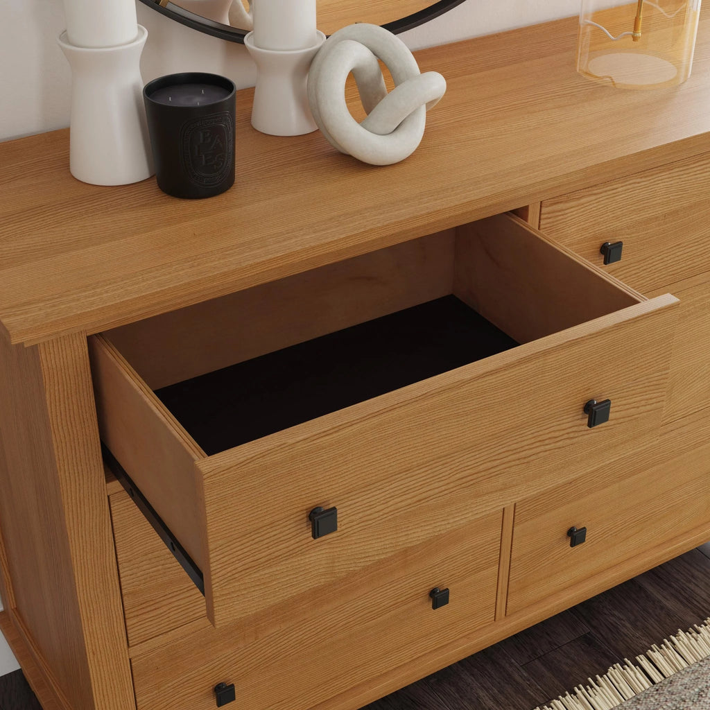 Brown 6 Drawer Wood Dresser Q9664