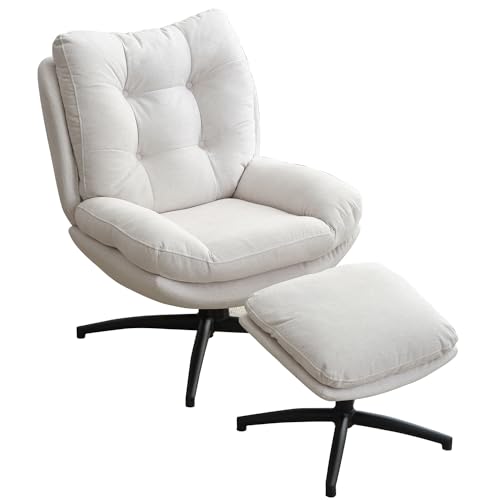 Green Chenille Swivel Accent Chair with Ottoman D863