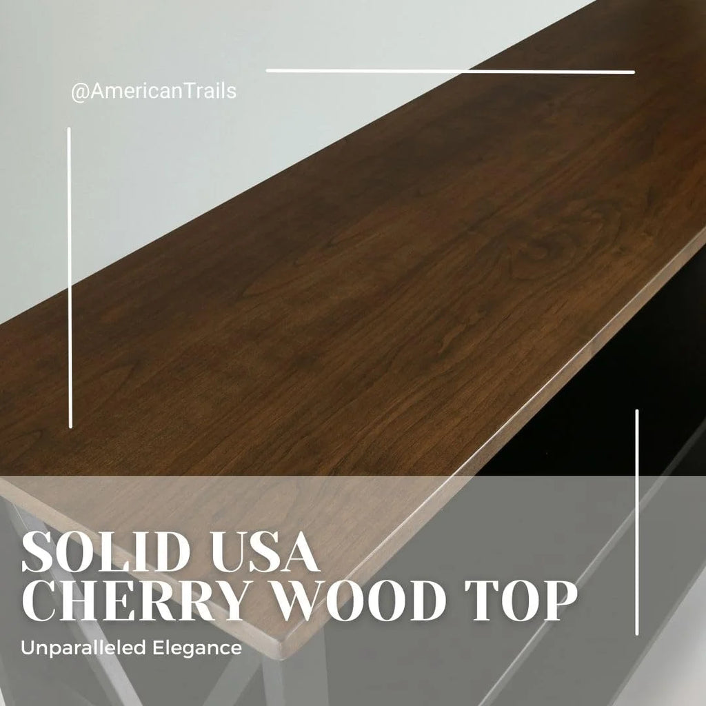 Solid Wood Console Table with Shelves, 52" W, Black and Antique Cherry S7351