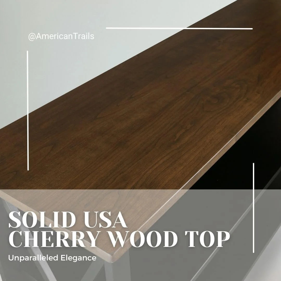 Solid Wood Console Table with Shelves, 52" W, Black and Antique Cherry S7351