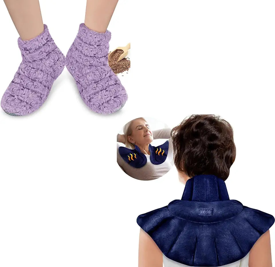 Microwave Heating Pad for Neck Shoulders and Booties and Hot Feet Warmers H189